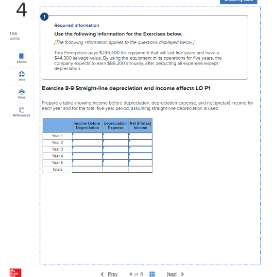 ! Required information 1.66 Use the following information for the Exercises below. polnts [The following information applies