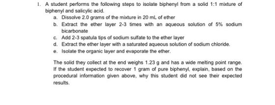 A student performs the following steps to isolate