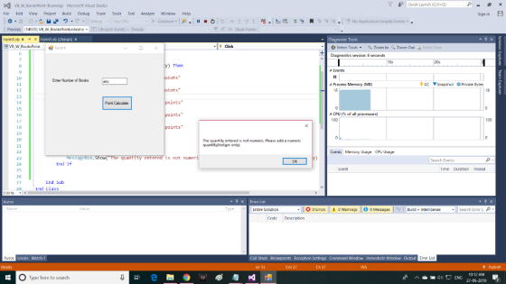 Ouick Launch (Ctri+O) Y D Ve W Booksloint (Running) Microsoft Visual Studio Filc Edit Vicw Project Build Debug Team Tools Tes