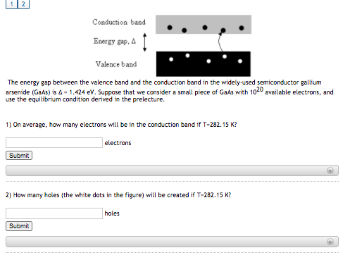 Conduction band Energy gap, Valence band The energy gap between the valence band and the conduction band in the widely-used s