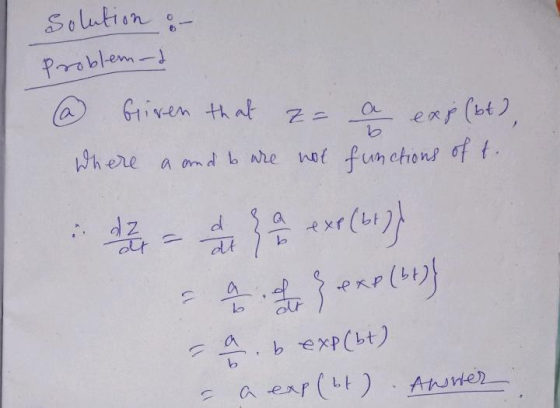solution : problems @ briven that zo a exp(bt), where a and b are not functions of t. de exp(14) -9. SexP (41)] - . b exp(bt)