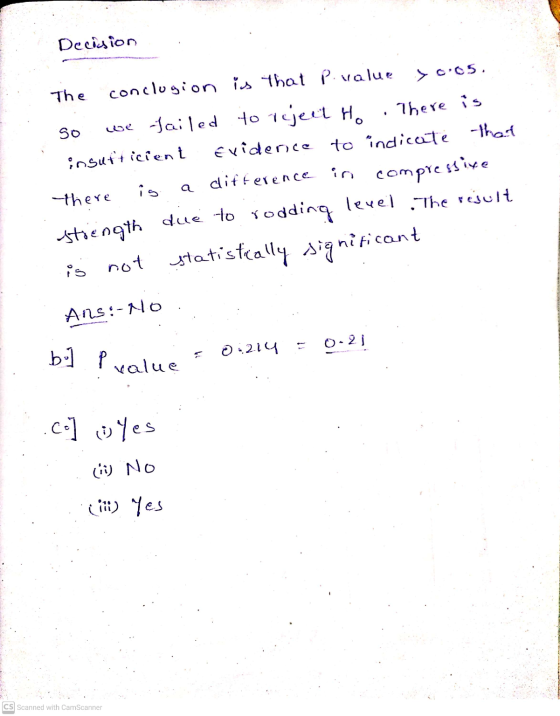 Decision The . so conclugion is that po value Y c05. ve failed to rejeet H. There is insufficient Evidenice to indicate that