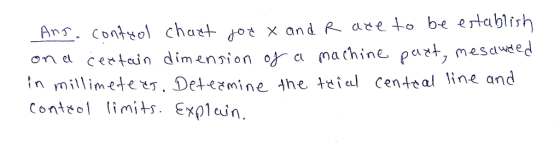 o-e ocetein dimensiona achine past, mesdee,d in millimetee. Detemine he 4 Cen-ttal ne and Conteol mits. Explcin.