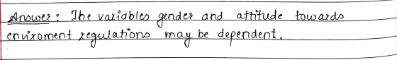 and attitude towards Anower: The variables gender envixement regulations may be dependent.