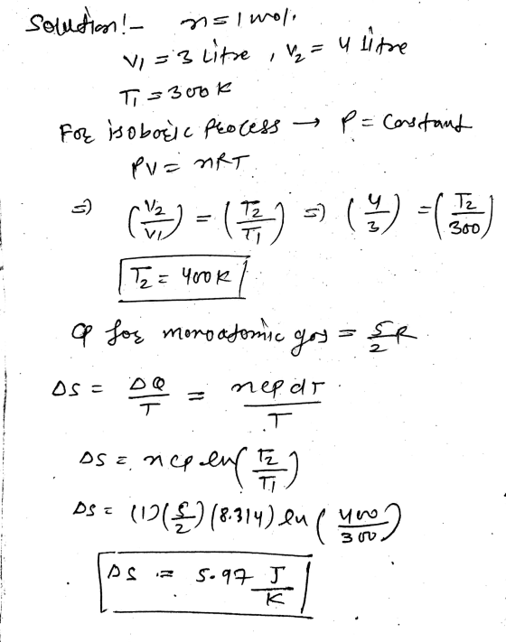 solution! - msi woli. Vi=3 litre , v₂ = ulite . T.=300k For isobotic process P=Castant PUENRT: S C 2) = (2-) (3) - Cover T2 =