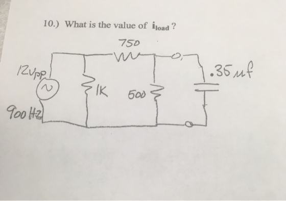 10.) What is the value of iload ? 36Mf 500 Too