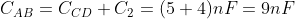 C_{AB}=C_{CD}+C_{2}=(5+4)nF=9nF