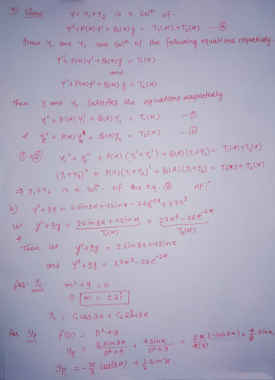 a show Y = 4, +42 is a son of. Y+ P(24) 4 + Qere) y = Ti(de) + T2(e). - guen Y, and Y₂ are son of the following equations r