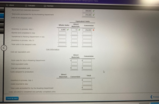Locatorinprogress=false clook Calculator Printem Received from materials storeroom 288,000 Total units accounted for by the R