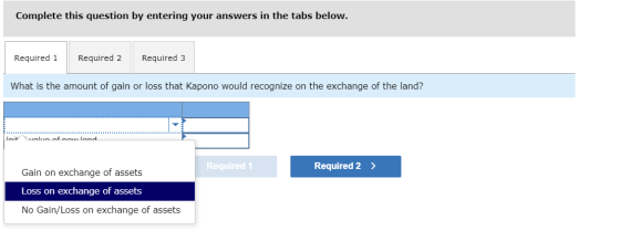 Complete this question by entering your answers in the tabs below. Required 1 Required 2 Required 3 What is the amount of gai