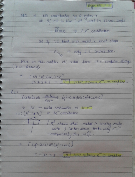 NO - [Page No - 3 No contributes by a types ca If no is bind with metal in linear shape - N=0 = 3 é contribution bind with me