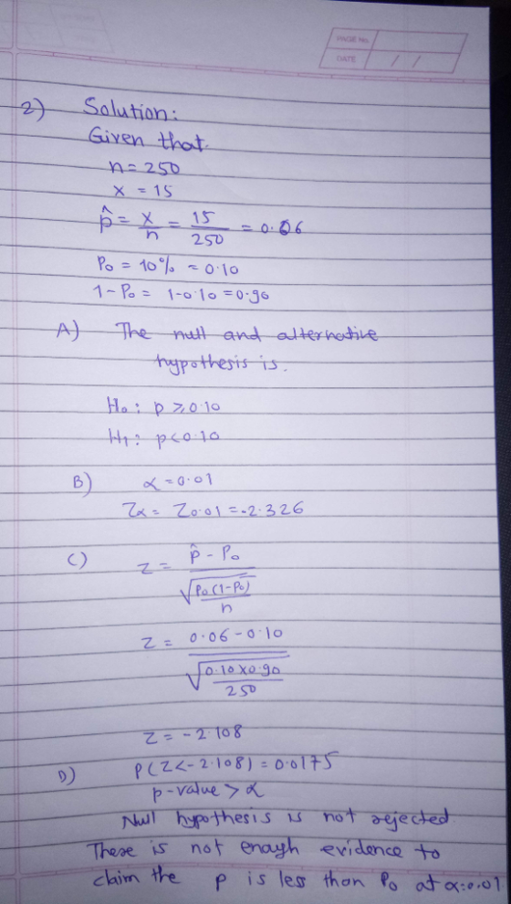 DATE Salution Given thot x-10 13 hypothesis 6) 2 SD b-vave caim t the p is les thon Po ata:e01