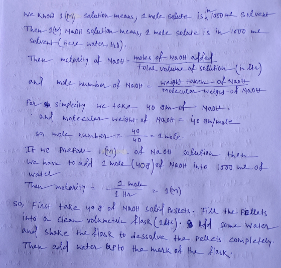 NOO We know 1(M) solution means, 1 mole solute is 1000 me solvent Then 16M) NaOH solution means, 1 mole solute is in 1000 me