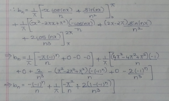 T b + HK nz 27 13 bota cos(nx) + sin(nx) (0²-27x+2²) C-casino) + (22-27) sin(ooo +2005 (1x)] *bn=1 -I-ID (47² 47² 7²) (-1) Cu