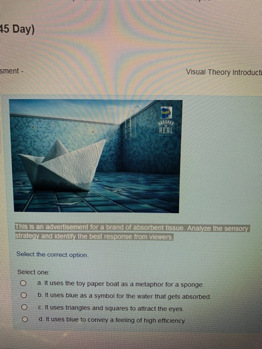 15 Day) sment - Visual Theory Introduct PIERI This is an advertisement for a brand of absorbent tissue, Analyze the sensory s