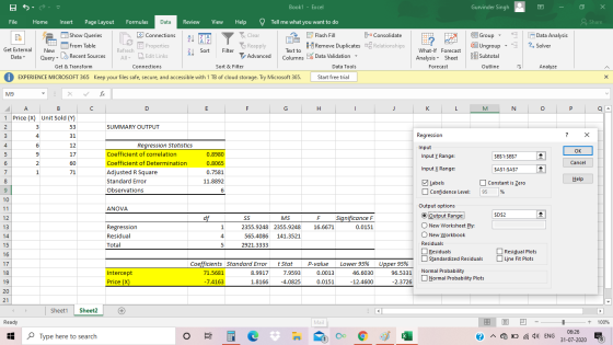 B 5 Book1 - Excel Gurvinder Singh Х & Share to FREER File Home Insert Page Layout Formulas Data Review View Help Tell me what