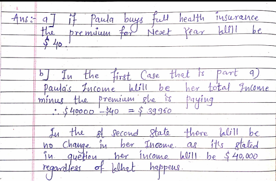 Ansi a z the if Paula buys premium for full health Meat Pear insurance kelill be 1 $ 40 [b] In the first Case that is part 9