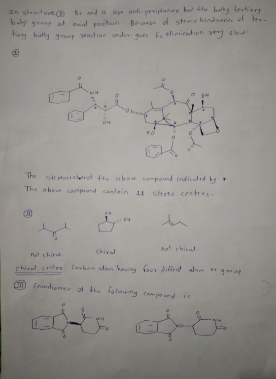 Br and H are anti-periplanar but the buky tertiary Because of steric hindrance of ter- In structuB bulyl group at avial posit