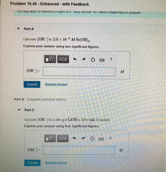 Problem 16.45 - Enhanced - with Feedback You may want to reference (Pages 679 - bou) Section 16.5 wnile completing this probl