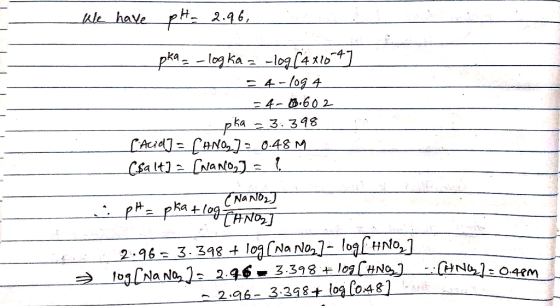 lale have pH 2.46, pka-logka = 4-10g 4 -4-060 2 pka ANO,]z 0.48 M lao,l - 3. 398 ACid Ca t Na NozJ PPRato9THN 2.96-3.348 + lo