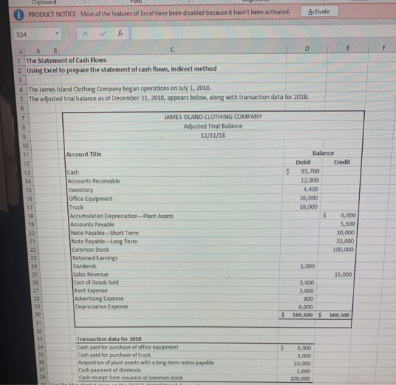 FUN Clipboard PRODUCT NOTICE Most of the features of Excel have been disabled because it hasnt been activated. Activate 554