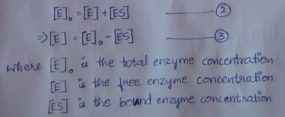 E1. – [E] + [ES] - © >>[E] = [E]. - [ES] where [[] is the total enzyme concentration [E] the free enzyme concentration ES] is
