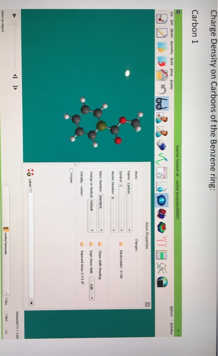 Charge Density on Carbons of the Benzene ring: Carbon 1 Spartan Student 18-methylbenzoate:M0001 de [ Model Geometry Supply DO