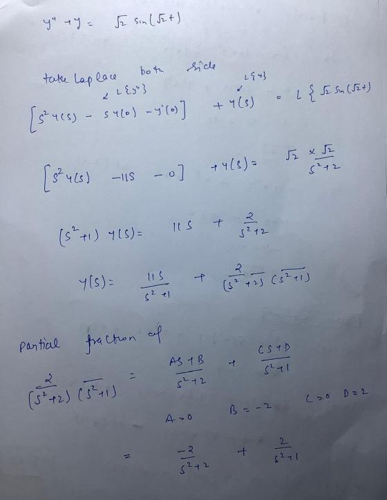 I sin (5+) both dice take Laplace hul & Lege} { Fr Sin (Jet) + 4(s) [siues ) - 5460) - yrw] +4(3)= [s² uls) 2 x Je 5²42 رواہ