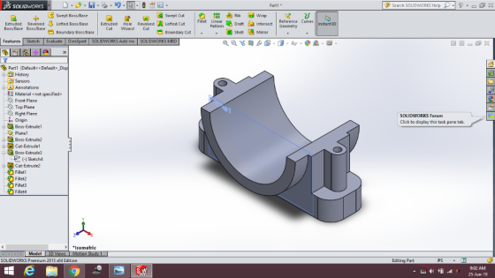 Search SOLIDWORKS Help X S SOLIDWORKS Part1 n Rib Wrap Swept Boss/Base Swept Cut Fillet Reference Curves Geometry Linear Draf