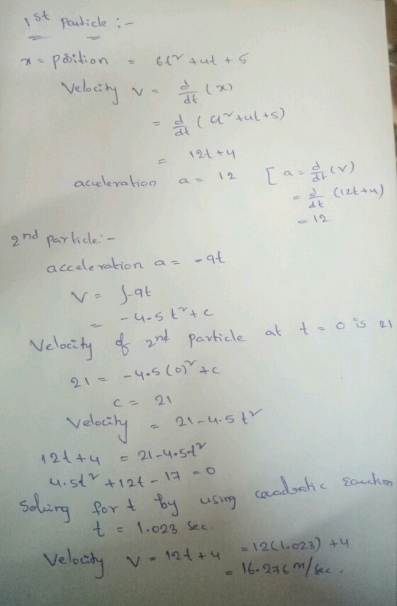 stPaulicle d(x) 124 y acelera lion aう12 La 2 nd pay liele accale nation a= -96 -SEC Neloct c= 21 Veloi - 21-4S s 1.023 Sec Velch v 112(1.23) +u 16-24 с nykc ,