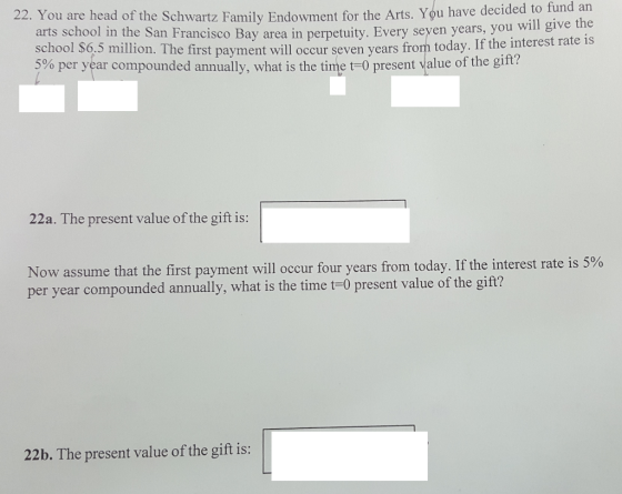 22. You are head of the Schwartz Family Endowment for the Arts. Schwartz Family Endowment for the Arts. You have decided to f