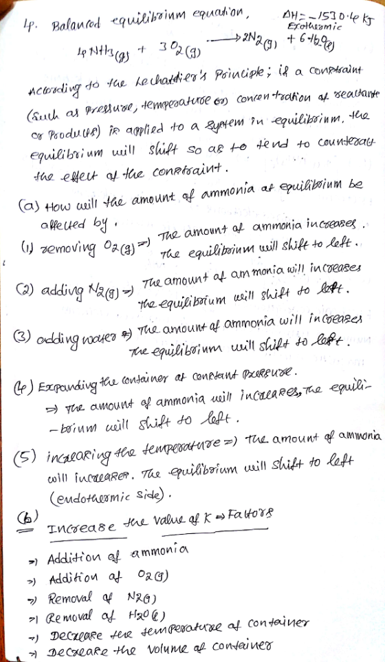 애ニー/530.lp k (a) tow uil the amount qf ammonia at epuii be a heuedb The amount ai ammonia incoser the equilioinm will shile to Jeft The amount af am monial incvease, ooe) Tha amou«* ai ammonia will in Addition q! -a mmonla 기 Removal at HigoQ) DeceaRe e temResatuea! Container k 꺼 3ecxeare the Volume qe container
