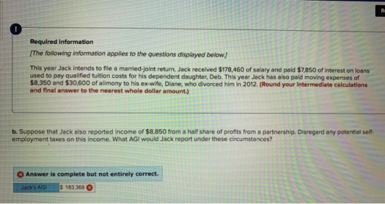 R: Required information [The following information applies to the questions displayed below.) This year Jack intends to file