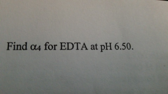 Find α4 for EDTA at pH 6.50.