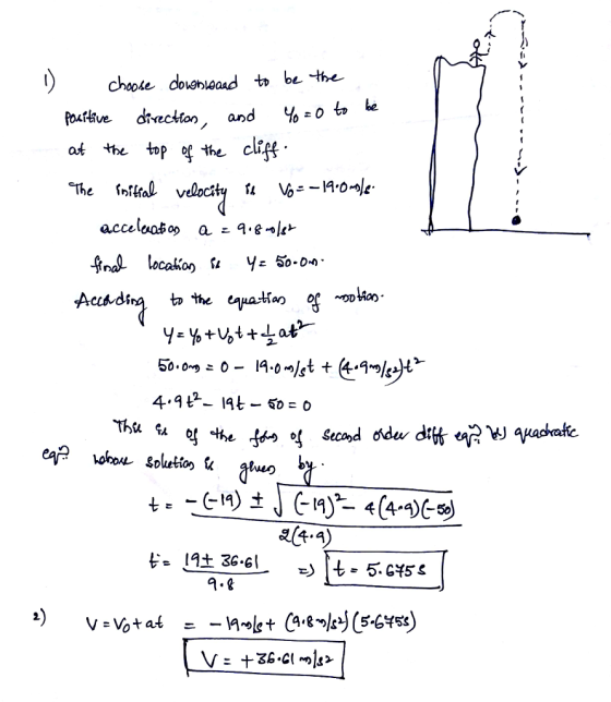 A Rock Is Thrown Vertically Upward With A Speed Of 19 0 M s From The 