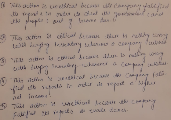 ☺ This action is unethical because the company falsified - its reports in order to cheat the government cand the people, out