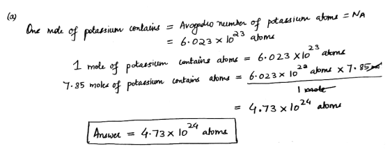 23 One nde of potassium contains - Avogadro number of potassium atoms = NA = 6.023x10 23 aloma 1 mole of potassium contains a