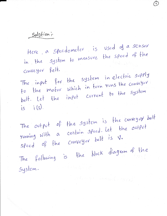 Here a Spee dometey is used a sehso in the system to measuve the SPeed of the Conve yov Pelt The input Poy the system n elect