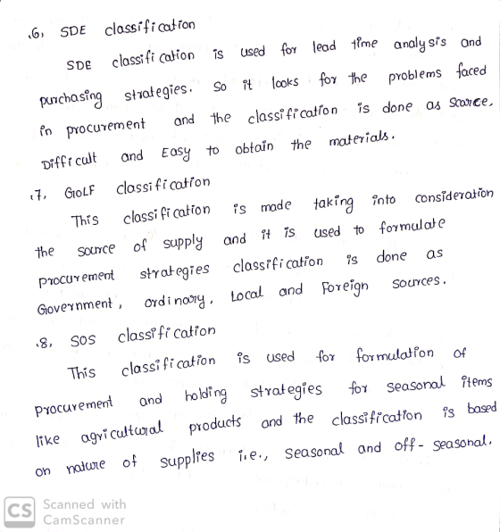 6 SDE classification SDE classification is used for lead time analysis and purchasing strategies. So it looks for the problem