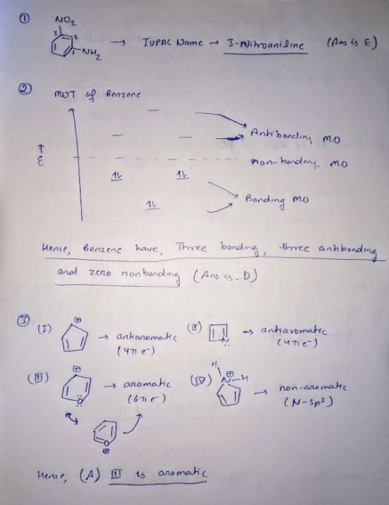 0 NOL - TUPAL Name 3-nitroaniline (Am is E MOT of Benzene Antibonding mo --- non-bonding mo 1. Bonding mo three antibonding d