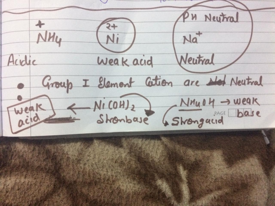 Pn Neutral NHY Ni Nat Acidic weak acid Wentral • Group I Element cation are set Neutral Ta Ni COH)2 Nnu oh weak acid Stronbas