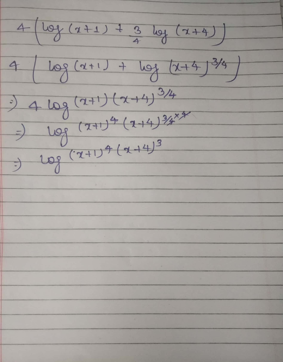 | 4 (log (ots) + 3 hej (2+4) 4 | Log (at1J + log (x+3.39%) - 4 log (2+1) (x+4) 3/4 - log (27174 (244) %* y log (2+1) 9 (414)