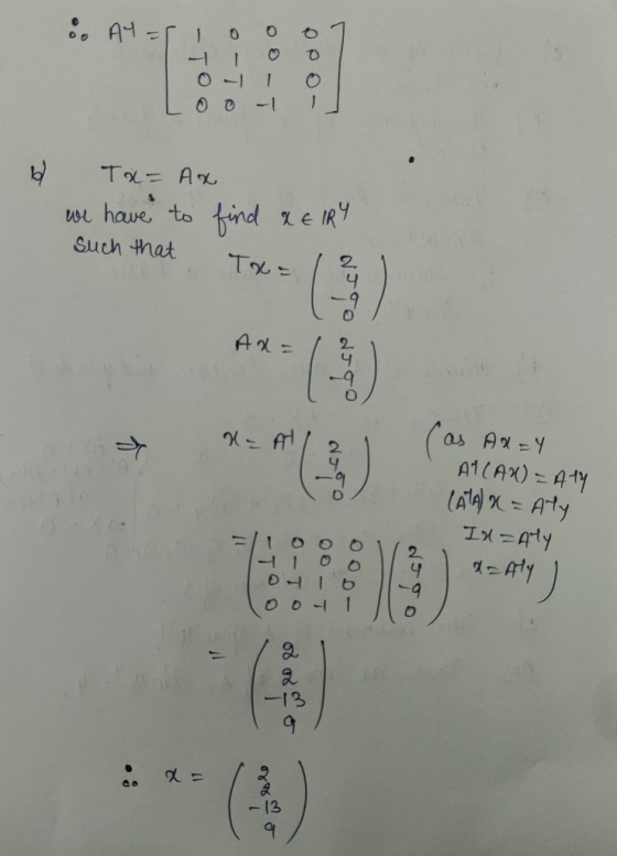 ܙ ]- AM .. 0 0 6 Tx= Ax we have to find & EIRY such that Tx= AM - ja ! ܕ 0 ܗ ܢ X 2 x = yܡ ܝܘܐ) 0 91 (AX)- 417 (ATA) X = Aly
