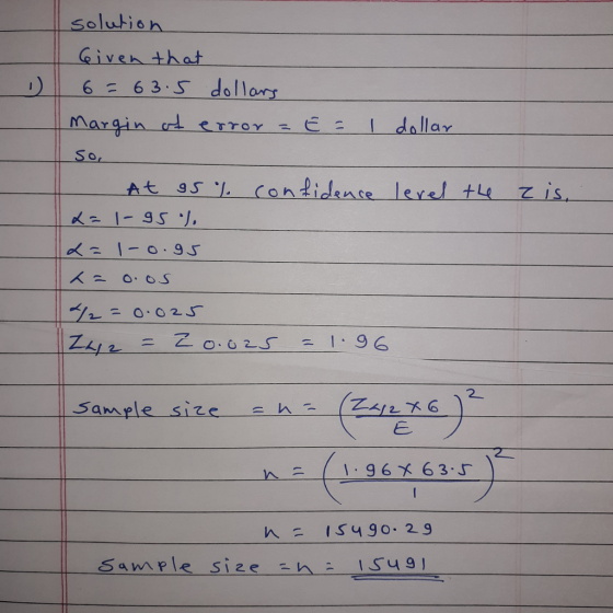 solution at )| 6= 63:5 dollars margin-cd-errors-E- 1 So on didanse ere tl zis Sample size hs ZG 匕. 2 Sample size zn ISu9