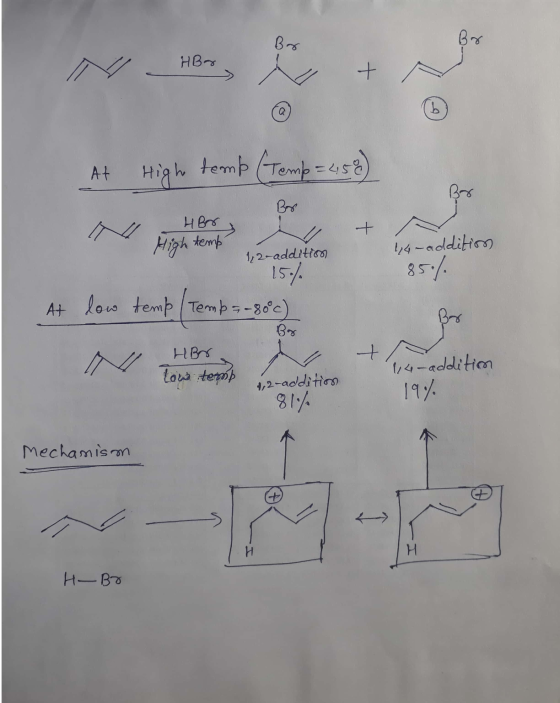 Bo Br HBr At High temp (Temp=458) 38 Bar HB temp 1,4 – addition 85% At low 12- addition 15% temp (Temp = -80°c) Bg HB 1,2-add