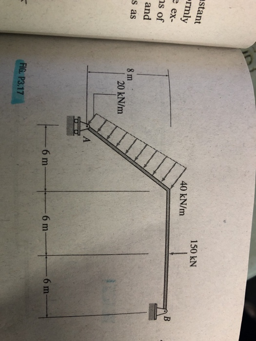 150 kN stant 40 kN/m rmly e ex- ns of and 8 m 20 kN/m s as A 6 m 6 m 6 m FIG. P3.17