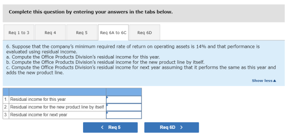 Complete this question by entering your answers in the tabs below. Req 1 to 3 Req 4 Reg 5 Req 6A to 6C Req 6D 6. Suppose that