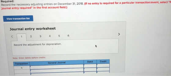 Record the necessary adjusting entries on December 31, 2018. (If no entry is required for a particular transaction/event, sel