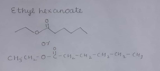 Ethyl hexanoate CHECH-0-¢-CH₂-CH2-CH 2 -CH 2 -CH₂