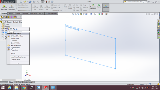 S SOLIDWORKS Search SOLIDWORKS Help ?- X Part1 a Rib Fillet Linear rafi Swept Boss/Base Swept Cut e Wrap Reference Curves Geo